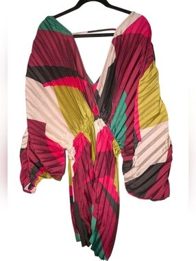 City Chic Chloe Geometric Pleated Mini Dress Plus Size S / 16